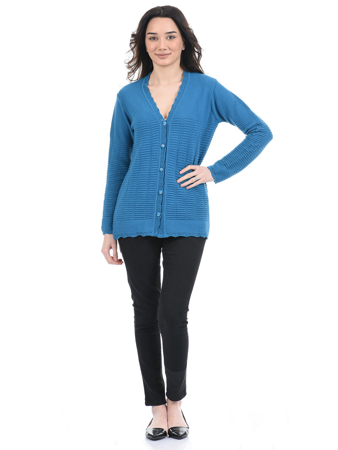 American Eye Women Casual Wear Blue Sweater